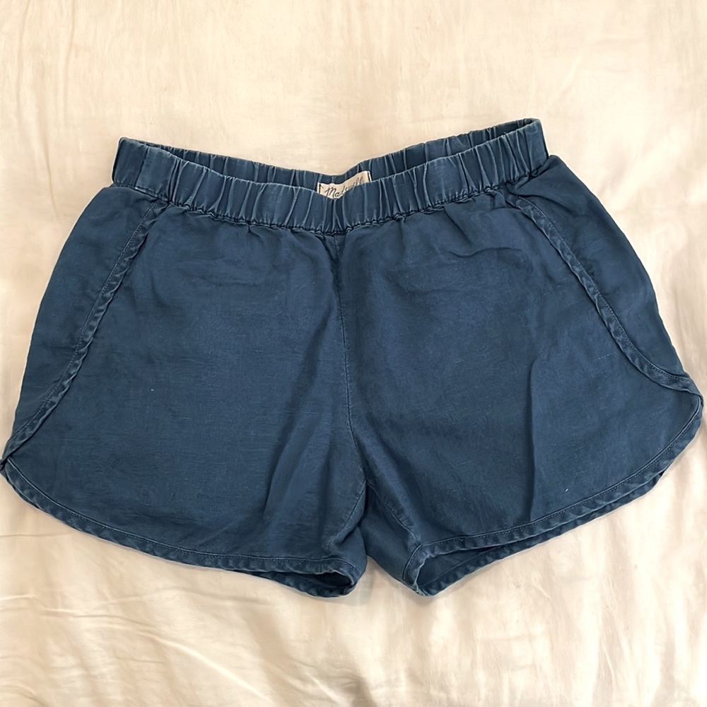 madewell • indigo linen pull-on shorts